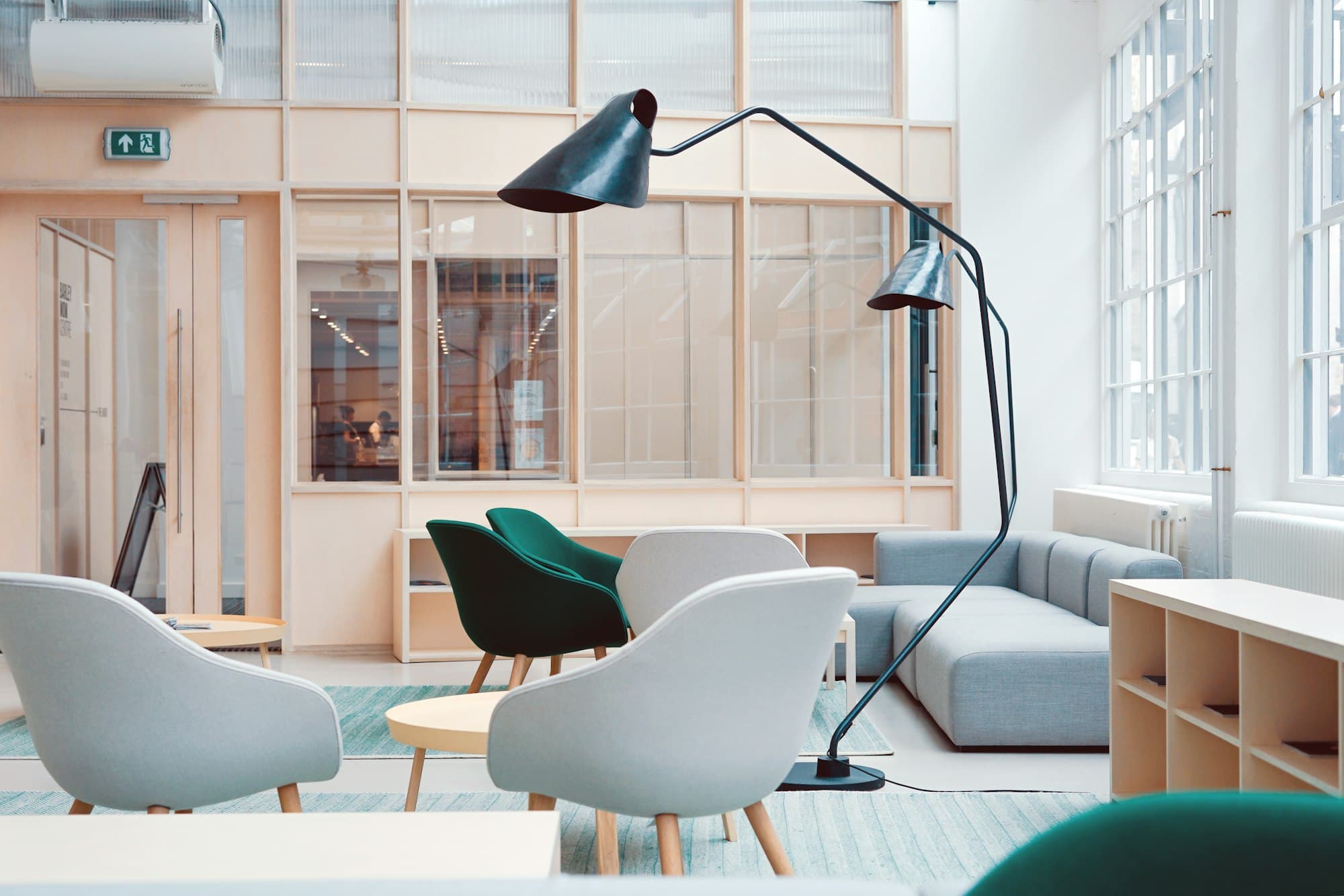 Finished commercial interior with contemporary furniture